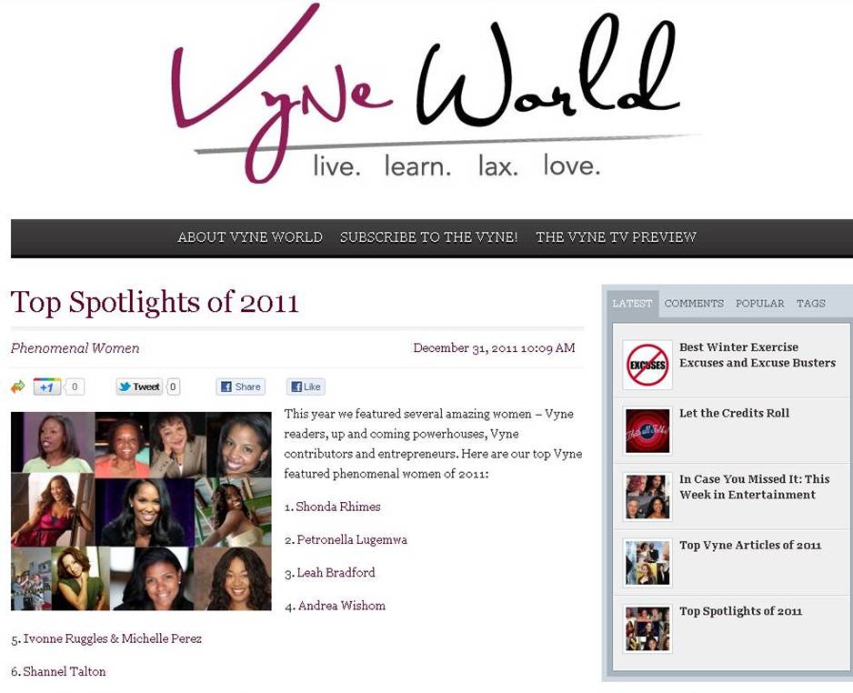 Vyne World Top 10 Women of 2011
