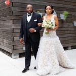 Black couple View of the World New York rooftop wedding