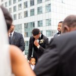 Black couple View of the World New York rooftop wedding