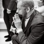 Black couple View of the World New York rooftop wedding