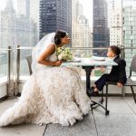 Black couple View of the World New York rooftop wedding