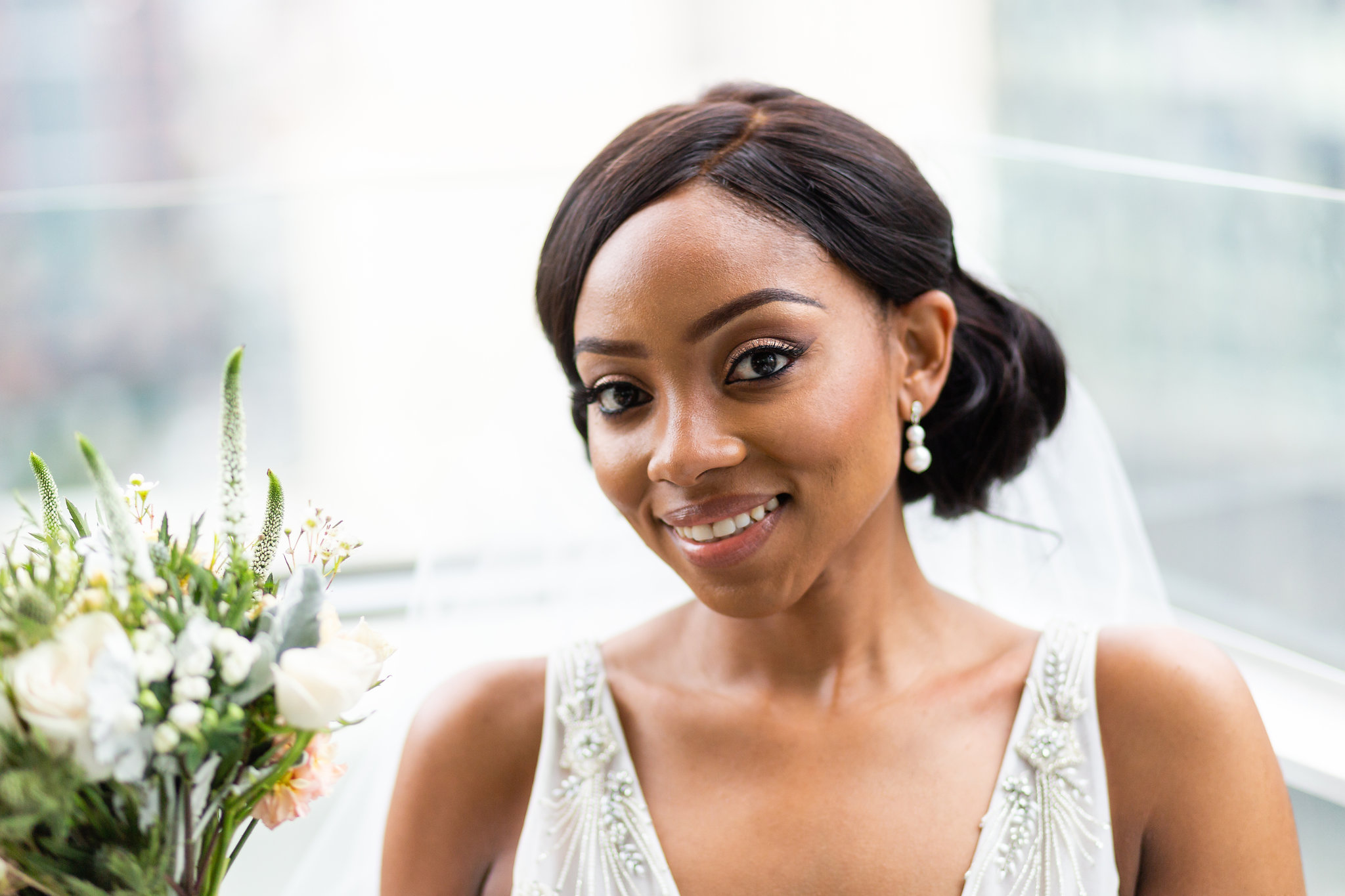 Black couple View of the World New York rooftop wedding