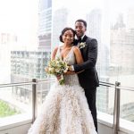 Black couple View of the World New York rooftop wedding