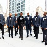 Black couple View of the World New York rooftop wedding