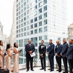 Black couple View of the World New York rooftop wedding